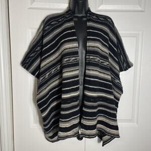 Denim & Supply Ralph Lauren Cardigan Women Medium Black Gray Striped Linen Blend